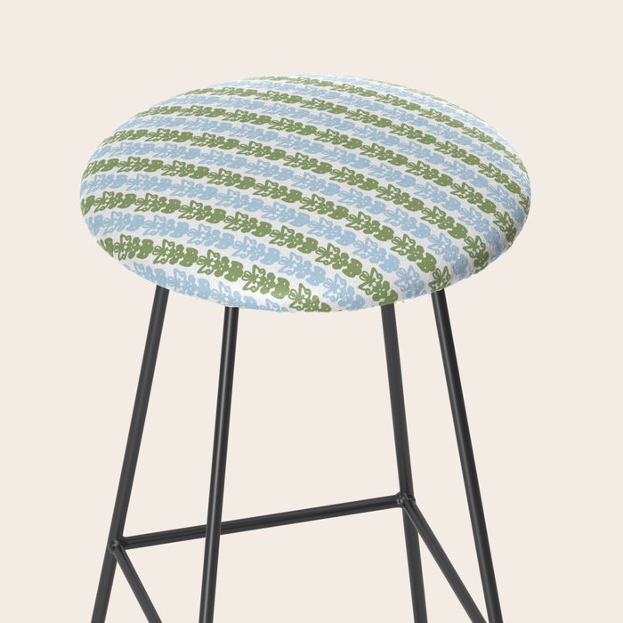 Country Cottage Petite Willoughby Stripe Pattern in Light Blue and Sage Green Stool Gallery Image 2
