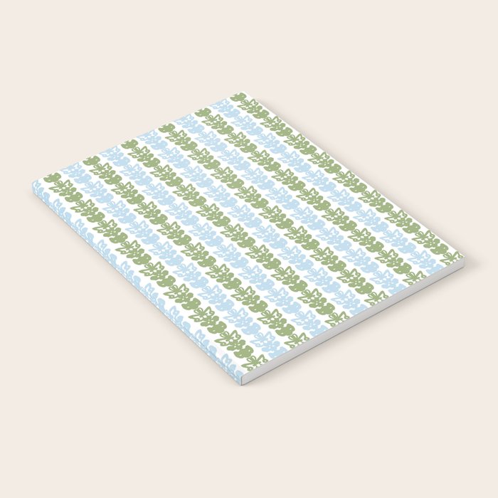 Country Cottage Petite Willoughby Stripe Pattern in Light Blue and Sage Green Notebook Gallery Image 2
