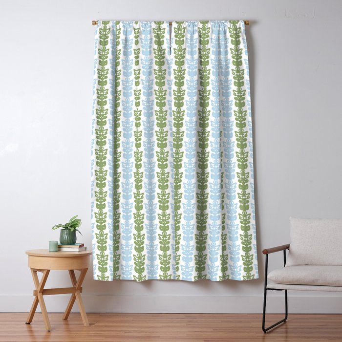 Country Cottage Petite Willoughby Stripe Pattern in Light Blue and Sage Green Window Curtain Gallery Image 5