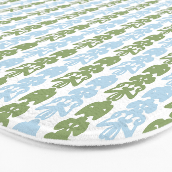Country Cottage Petite Willoughby Stripe Pattern in Light Blue and Sage Green Bath Mat Gallery Image 3