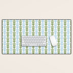 Country Cottage Petite Willoughby Stripe Pattern in Light Blue and Sage Green Desk Mat Gallery Image 1