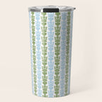 Country Cottage Petite Willoughby Stripe Pattern in Light Blue and Sage Green Travel Mug Gallery Image 1