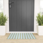Country Cottage Petite Willoughby Stripe Pattern in Light Blue and Sage Green Welcome Mat Gallery Image 3