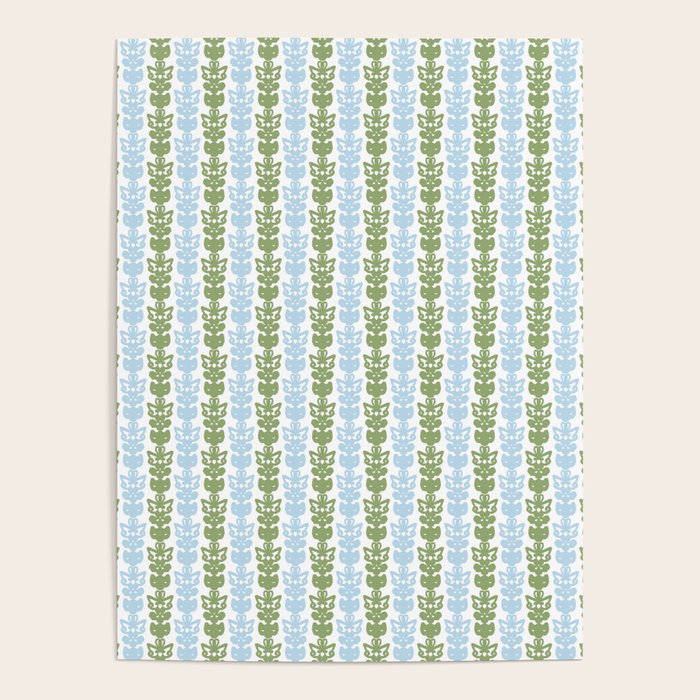 Country Cottage Petite Willoughby Stripe Pattern in Light Blue and Sage Green Poster Gallery Image 4