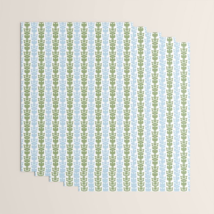 Country Cottage Petite Willoughby Stripe Pattern in Light Blue and Sage Green Wrapping Paper Gallery Image 3