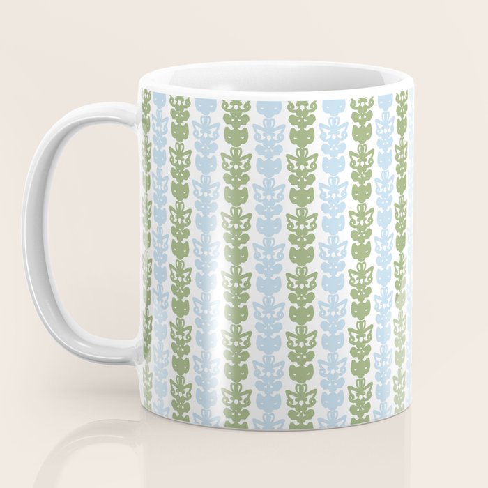 Country Cottage Petite Willoughby Stripe Pattern in Light Blue and Sage Green Coffee Mug Gallery Image 3