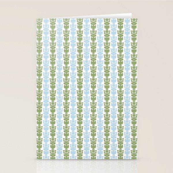 Country Cottage Petite Willoughby Stripe Pattern in Light Blue and Sage Green Stationery Card Gallery Image 2