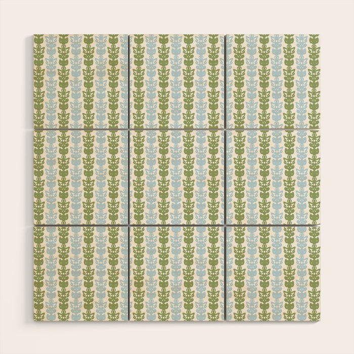 Country Cottage Petite Willoughby Stripe Pattern in Light Blue and Sage Green Wood Wall Art Gallery Image 1