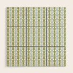 Country Cottage Petite Willoughby Stripe Pattern in Light Blue and Sage Green Wood Wall Art Gallery Image 1