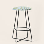 Country Cottage Petite Willoughby Stripe Pattern in Light Blue and Sage Green Stool Gallery Image 1