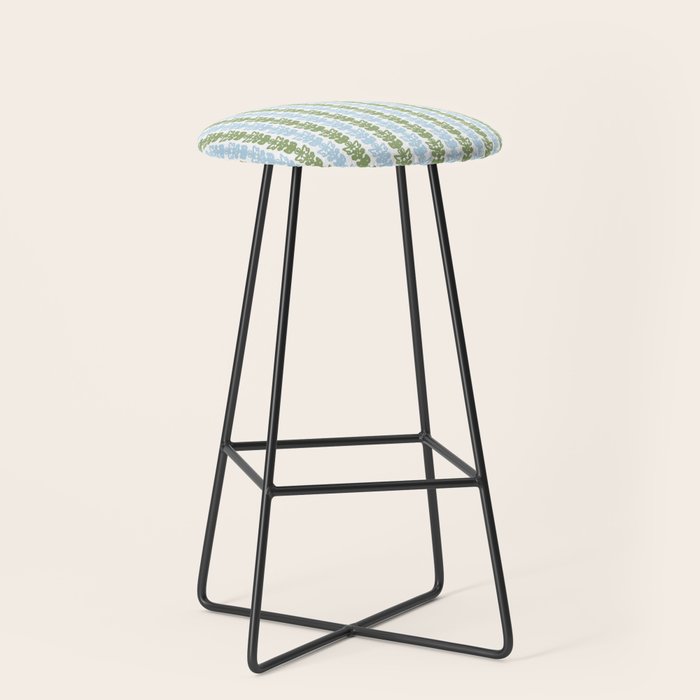 Country Cottage Petite Willoughby Stripe Pattern in Light Blue and Sage Green Stool Gallery Image 1