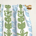 Country Cottage Petite Willoughby Stripe Pattern in Light Blue and Sage Green Window Curtain Gallery Image 2