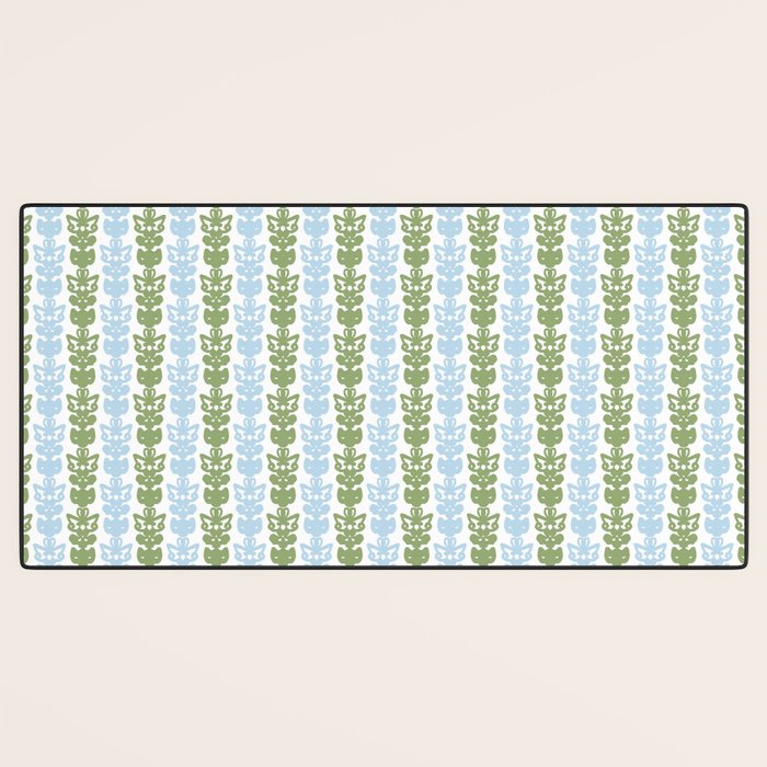 Country Cottage Petite Willoughby Stripe Pattern in Light Blue and Sage Green Desk Mat Gallery Image 3