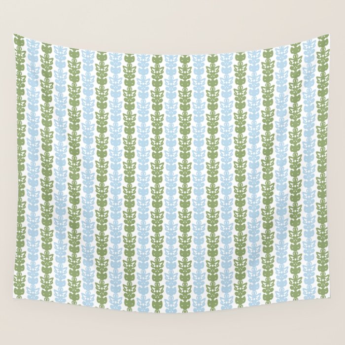 Country Cottage Petite Willoughby Stripe Pattern in Light Blue and Sage Green Wall Tapestry Gallery Image 4
