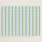 Country Cottage Petite Willoughby Stripe Pattern in Light Blue and Sage Green Jigsaw Puzzle Gallery Image 1