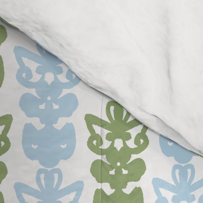 Country Cottage Petite Willoughby Stripe Pattern in Light Blue and Sage Green Comforter Gallery Image 4