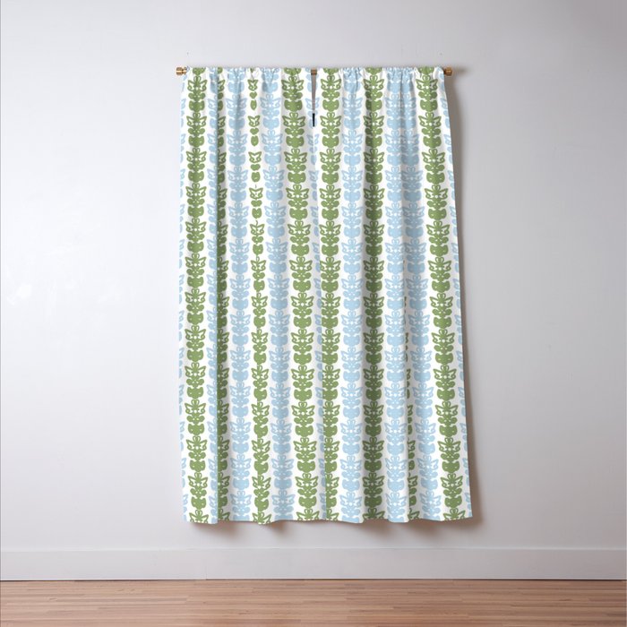 Country Cottage Petite Willoughby Stripe Pattern in Light Blue and Sage Green Window Curtain Gallery Image 3