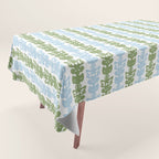 Country Cottage Petite Willoughby Stripe Pattern in Light Blue and Sage Green Tablecloth Gallery Image 1