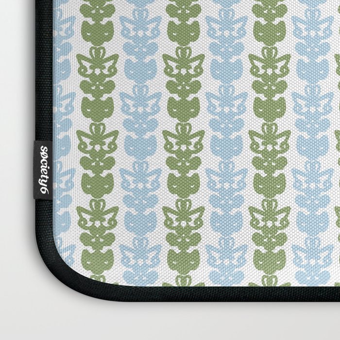 Country Cottage Petite Willoughby Stripe Pattern in Light Blue and Sage Green Laptop Sleeve Gallery Image 3