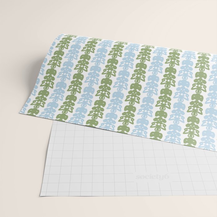 Country Cottage Petite Willoughby Stripe Pattern in Light Blue and Sage Green Wrapping Paper Gallery Image 2