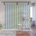 Country Cottage Petite Willoughby Stripe Pattern in Light Blue and Sage Green Wall Mural Gallery Image 1