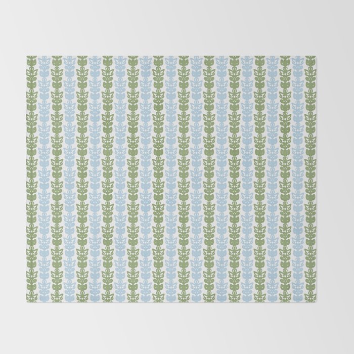 Country Cottage Petite Willoughby Stripe Pattern in Light Blue and Sage Green Throw Blanket Gallery Image 2