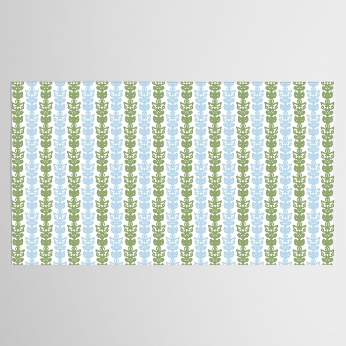 Country Cottage Petite Willoughby Stripe Pattern in Light Blue and Sage Green Tablecloth Gallery Image 2