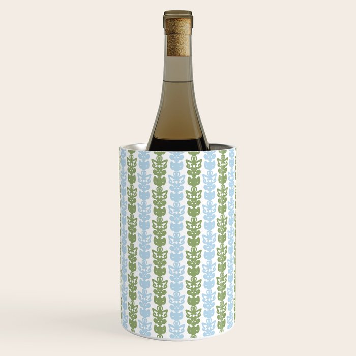 Country Cottage Petite Willoughby Stripe Pattern in Light Blue and Sage Green Wine Chiller Gallery Image 1