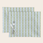 Country Cottage Petite Willoughby Stripe Pattern in Light Blue and Sage Green Placemat Gallery Image 1