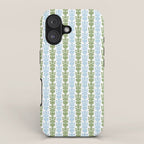Country Cottage Petite Willoughby Stripe Pattern in Light Blue and Sage Green iPhone Case Gallery Image 1