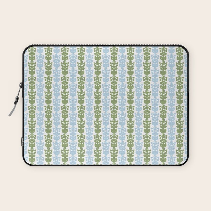 Country Cottage Petite Willoughby Stripe Pattern in Light Blue and Sage Green Laptop Sleeve Gallery Image 1