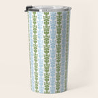 Country Cottage Petite Willoughby Stripe Pattern in Light Blue and Sage Green Travel Mug Gallery Image 3