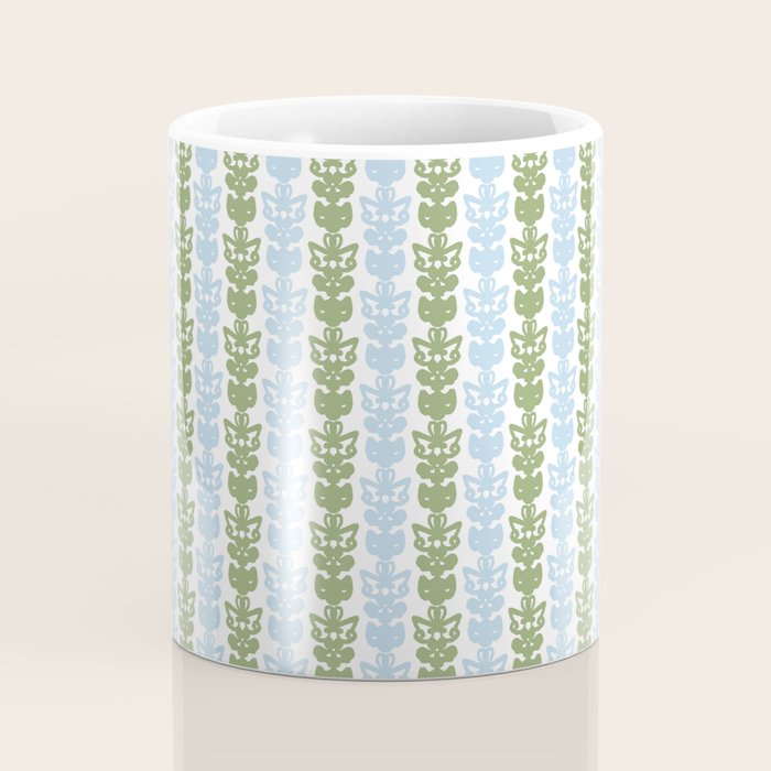 Country Cottage Petite Willoughby Stripe Pattern in Light Blue and Sage Green Coffee Mug Gallery Image 4