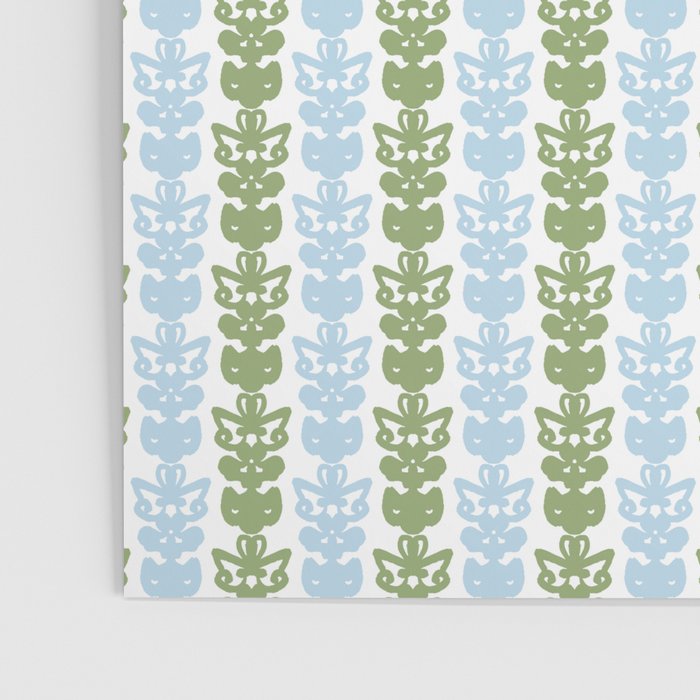 Country Cottage Petite Willoughby Stripe Pattern in Light Blue and Sage Green Poster Gallery Image 3