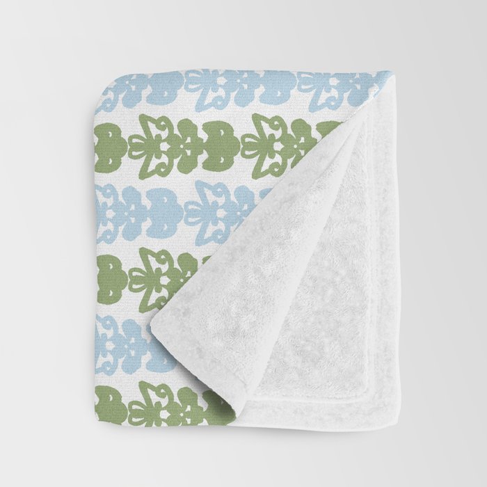 Country Cottage Petite Willoughby Stripe Pattern in Light Blue and Sage Green Throw Blanket Gallery Image 3