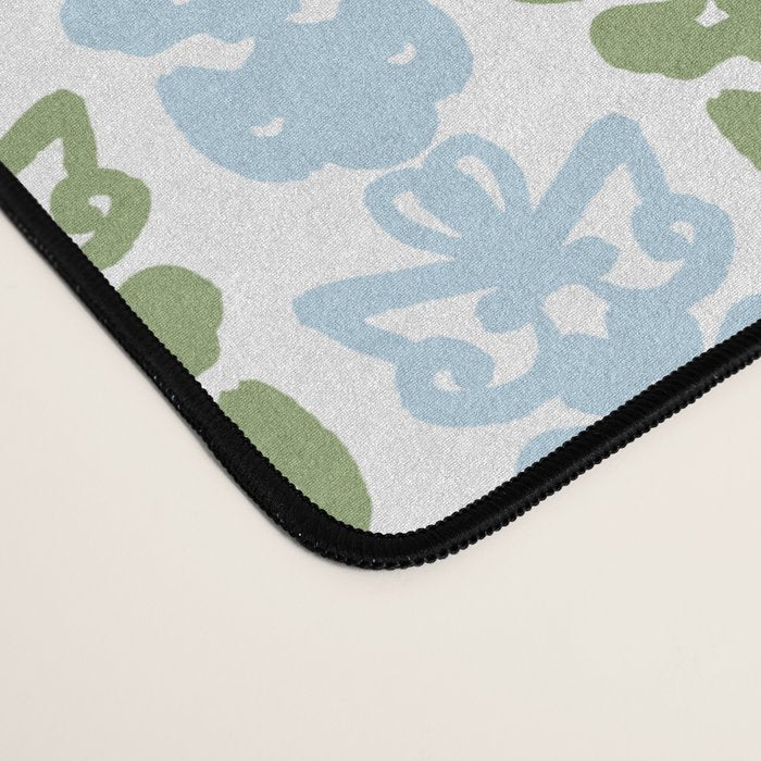 Country Cottage Petite Willoughby Stripe Pattern in Light Blue and Sage Green Desk Mat Gallery Image 4