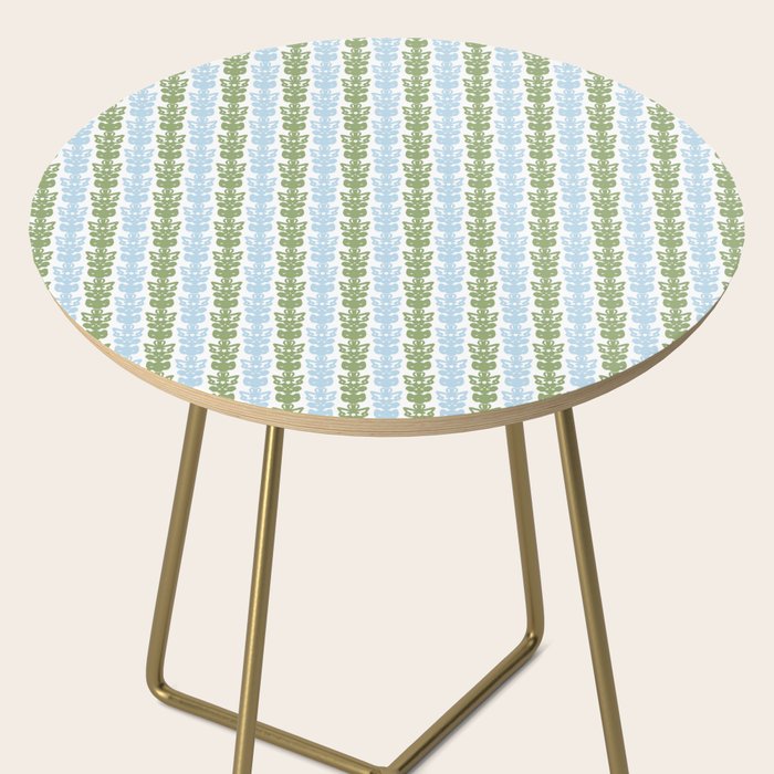 Country Cottage Petite Willoughby Stripe Pattern in Light Blue and Sage Green Side Table Gallery Image 2