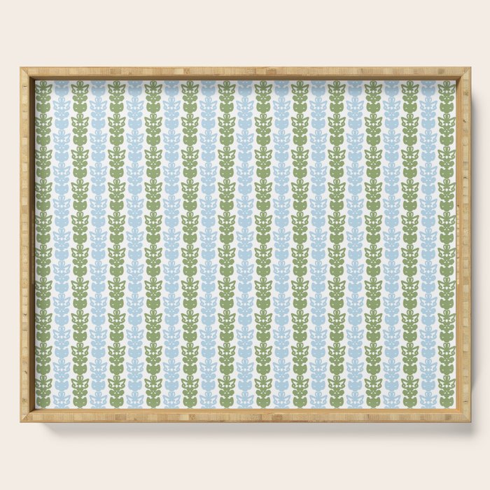Country Cottage Petite Willoughby Stripe Pattern in Light Blue and Sage Green Serving Tray Gallery Image 1
