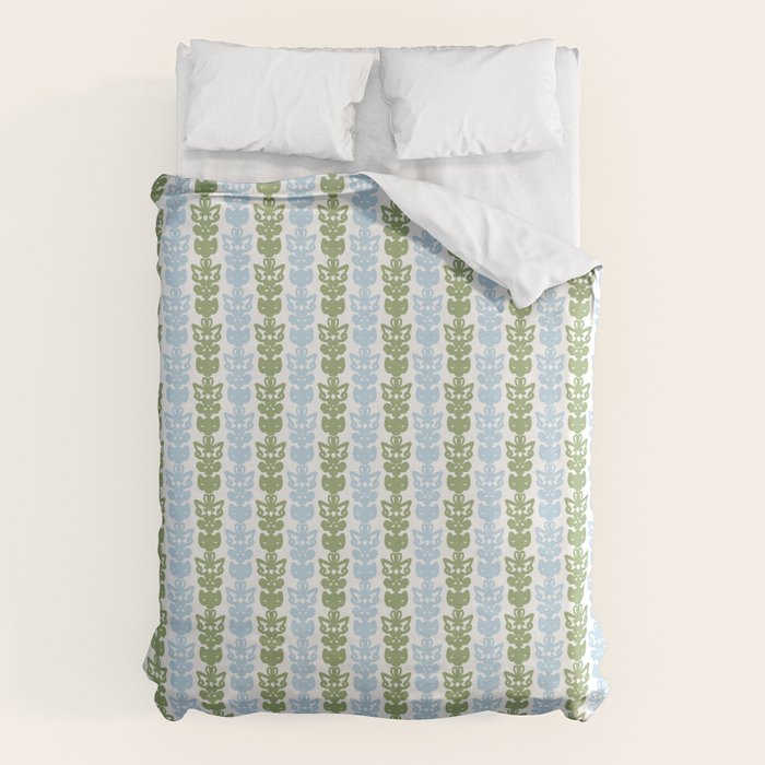 Country Cottage Petite Willoughby Stripe Pattern in Light Blue and Sage Green Duvet Cover Gallery Image 6