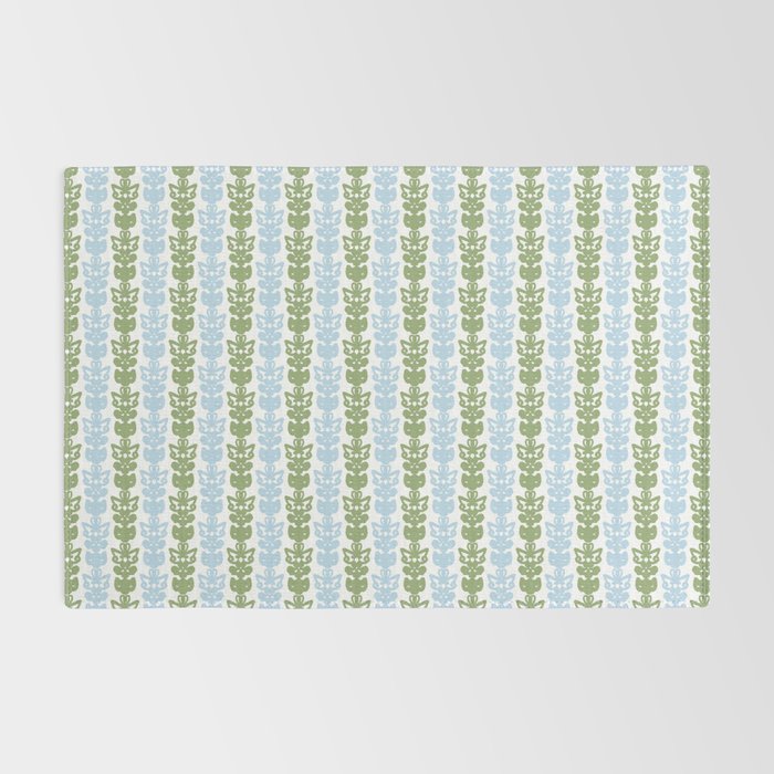 Country Cottage Petite Willoughby Stripe Pattern in Light Blue and Sage Green Rug Gallery Image 2