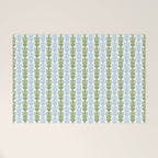 Country Cottage Petite Willoughby Stripe Pattern in Light Blue and Sage Green Welcome Mat Gallery Image 1