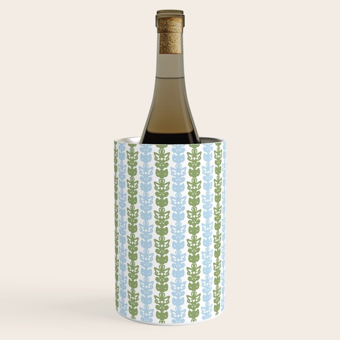 Country Cottage Petite Willoughby Stripe Pattern in Light Blue and Sage Green Wine Chiller Gallery Image 3