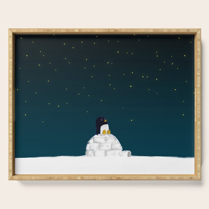 Star gazing - Penguin's dream of flying Serving Tray Gallery Image 1
