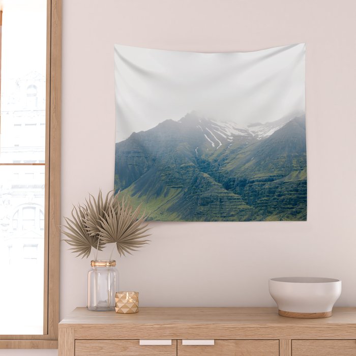 Misty Mountain, Iceland Landscape Photography Wall Tapestry Gallery Image 2