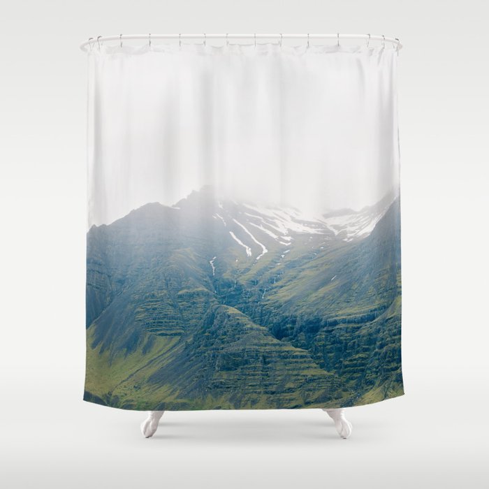 Misty Mountain, Iceland Landscape Photography Shower Curtain Gallery Image 1