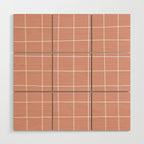 Hand Drawn Grid Pattern Peach Pink Wood Wall Art Gallery Image 1