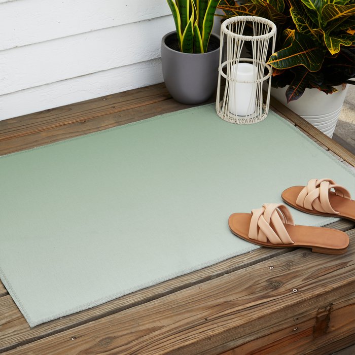 Smooth Sage Minimalist Ombré Gradient Abstract Outdoor Rug Gallery Image 2