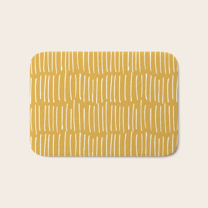 Yellow Abstract Line Art Bath Mat Gallery Image 1