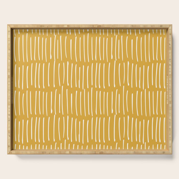 Yellow Abstract Line Art Serving Tray Gallery Image 1
