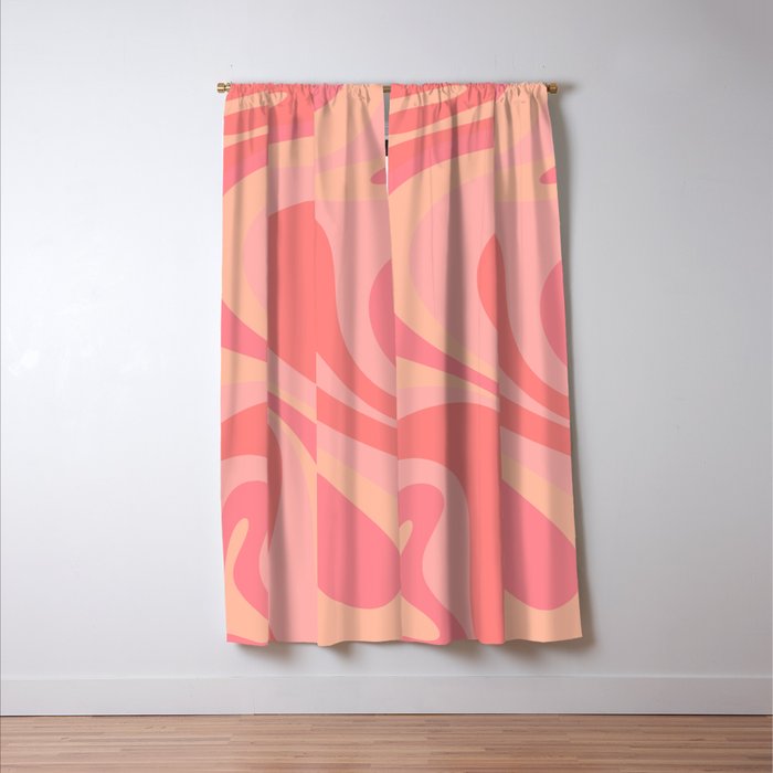 Mod Swirl Retro Abstract Pattern Blush Pink Window Curtain Gallery Image 3